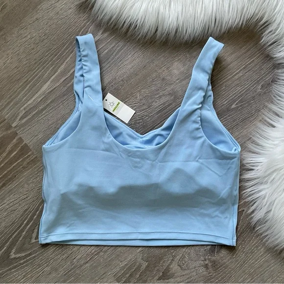 ๐ฉต OFFLINE By Aerie Blue Real Me Low Key Longline Sports Bra Size Medium - Picture 2 of 9